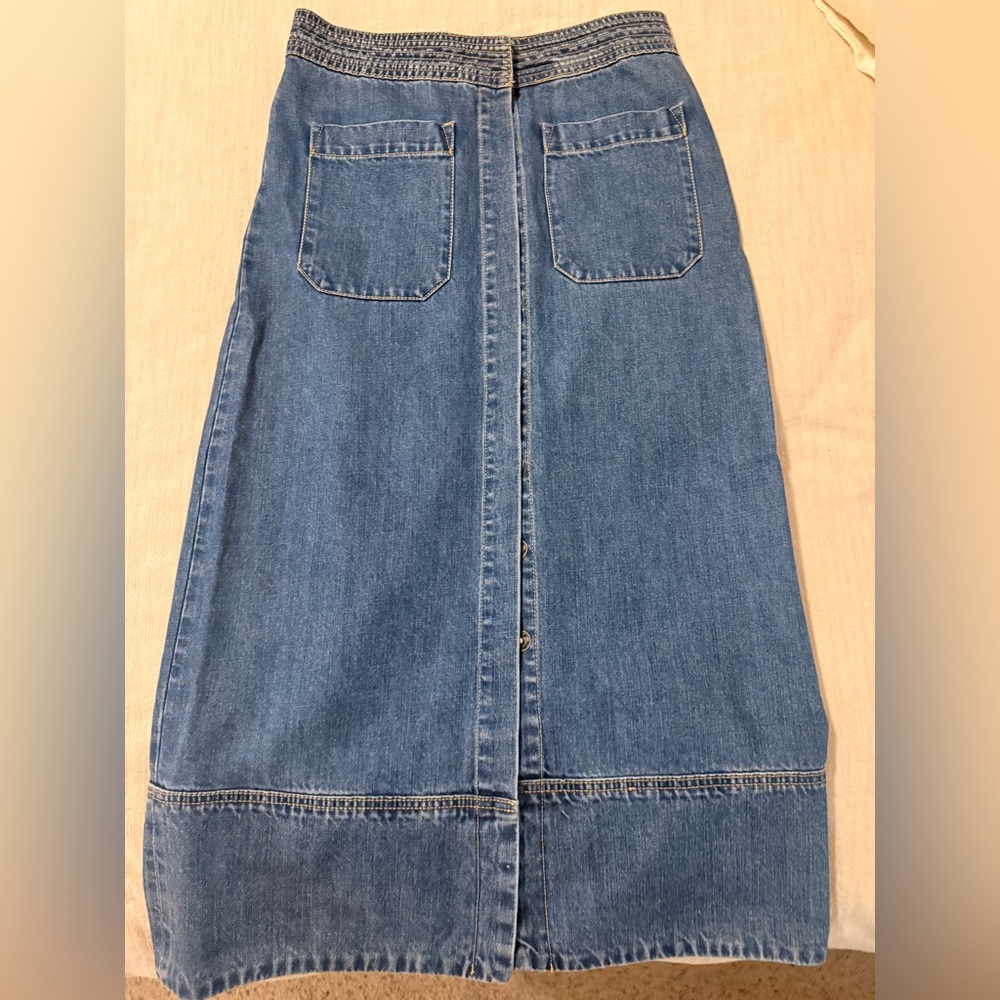 Denim Midi Skirt with Pockets